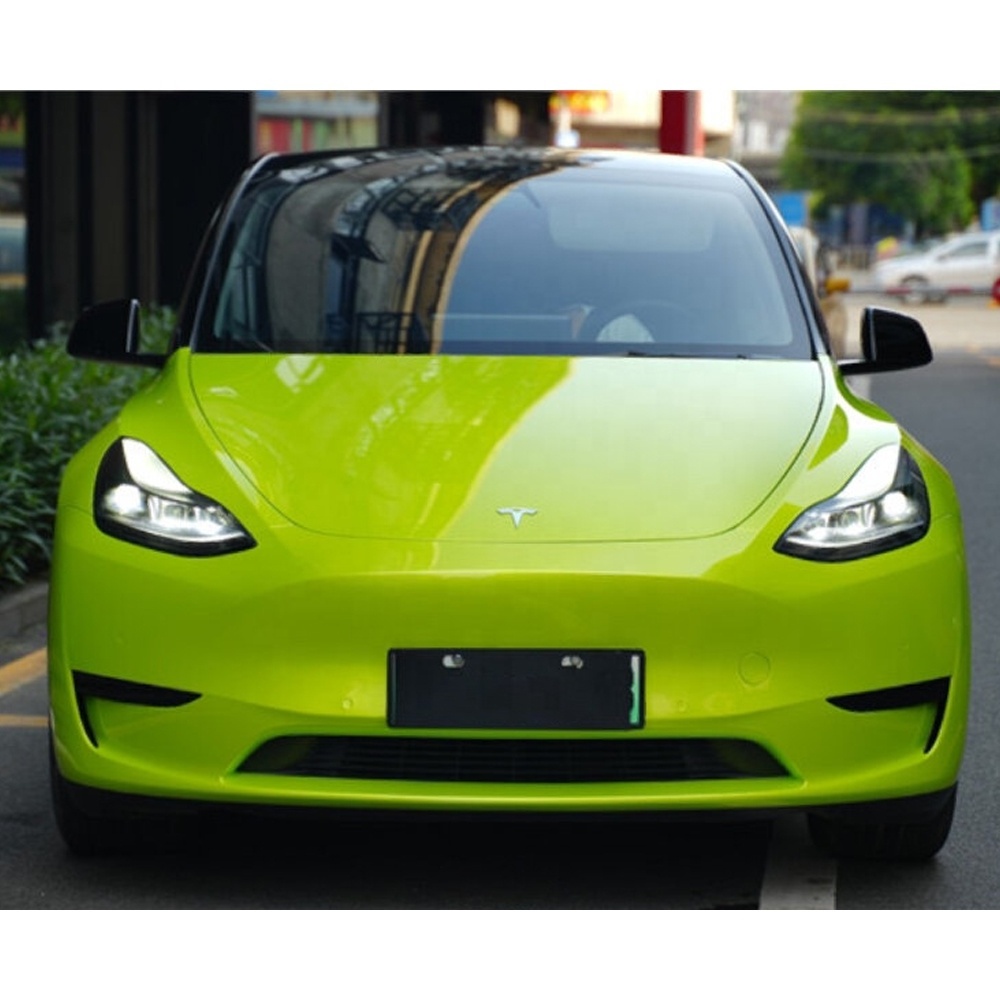 Car Wrap Vinyl Roll Gloss Liquid Neon Fluorescent Green Yellow Reflective Adhesive Car Wrap Color Change Film