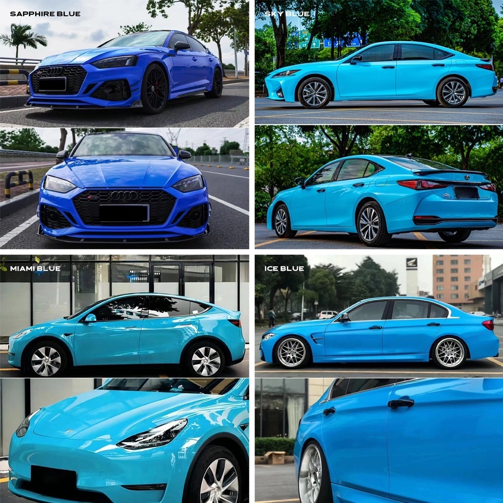 Stretchable vinyl wrap car paper colors change full candy blue car wraps vinyl