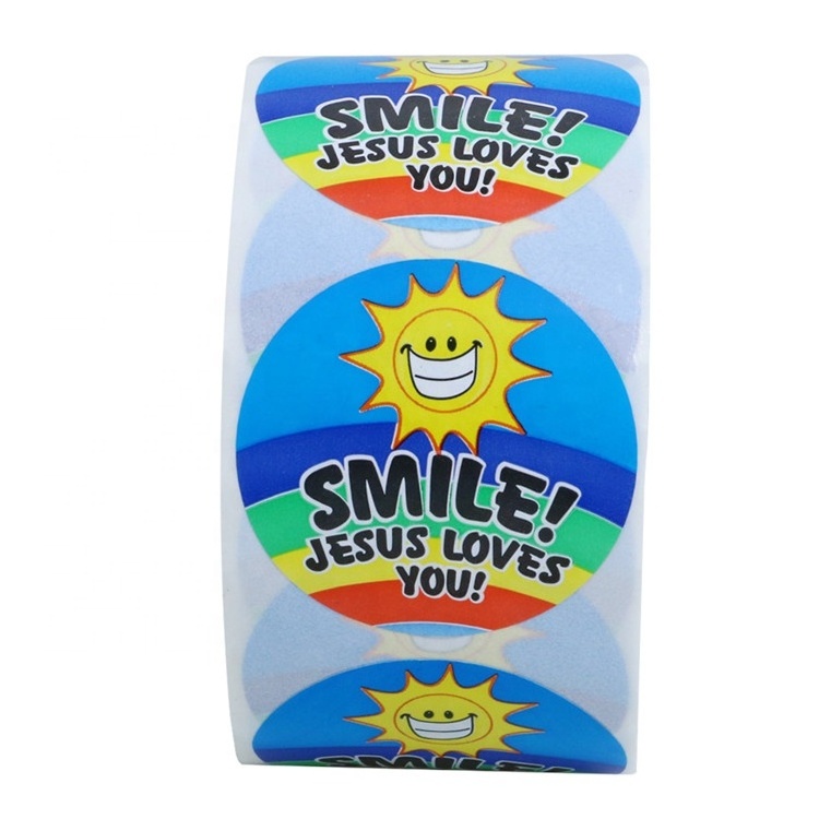 Hybsk Smile Jesus Loves You Stickers for Items Gift Total 500 Labels Per Roll