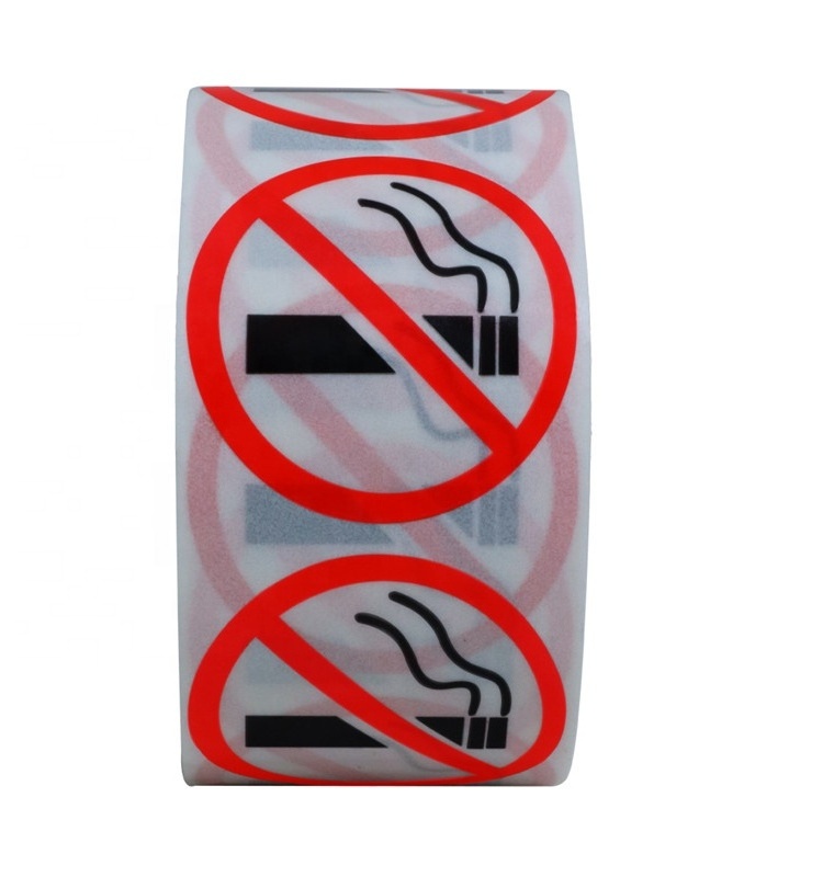 Hybsk Clear Vinyl No Smoking Logo Warning Stickers 1.5