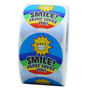 Hybsk Smile Jesus Loves You Stickers for Items Gift Total 500 Labels Per Roll