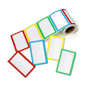 Hybsk 200pcs Plain Name Tag Labels Colorful Border Name Tag Stickers, 3.5" x 2.25", 4 Colors