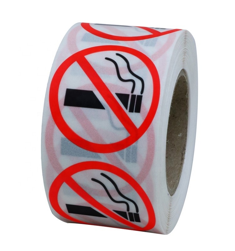 Hybsk Clear Vinyl No Smoking Logo Warning Stickers 1.5