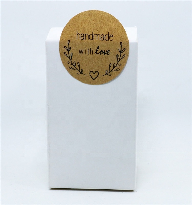 Hybsk Natural Kraft Olive Branch Handmade with Love Stickers 1.5