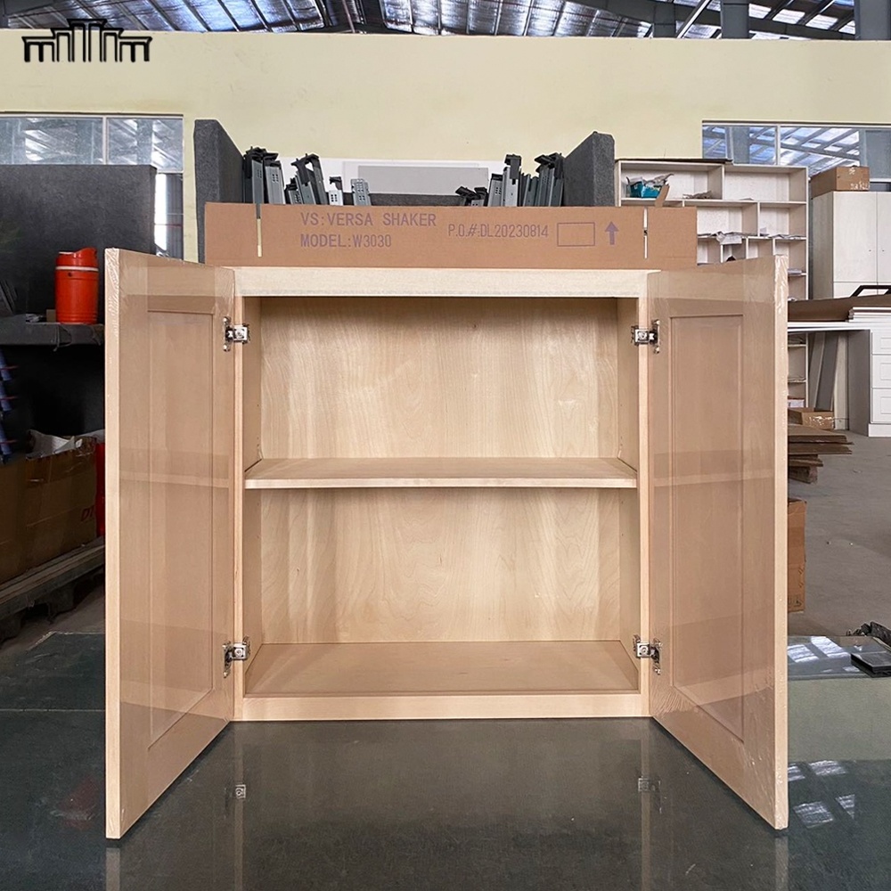 Mass Automatic Production Wholesale American Shaker Style 30 Inch Width Real Birch Wood Kitchen Wall Cabinets In Vietnam Factory