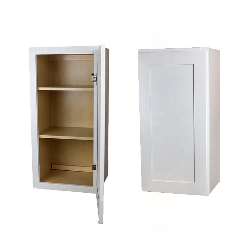 Popular Style Imported Birch Wall Mounted Solid Wood RTA Kitchen Cabinet White with Natural Interior/White Close Paint