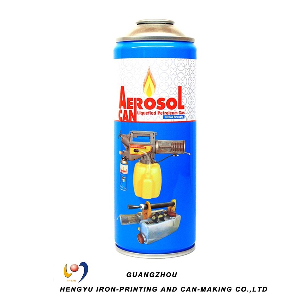 HengYu OEM custom design refillable tinplate aerosol can for butane gas cartridge butane canister