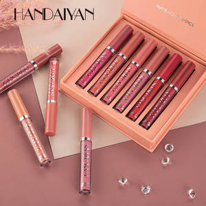 Matte Lipstick Set HANDAIYAN 6 Colors Long Lasting Velvet Lips Tint Liquid Lipsticks Waterproof Non-Stick Cup Lipgloss Gift Set