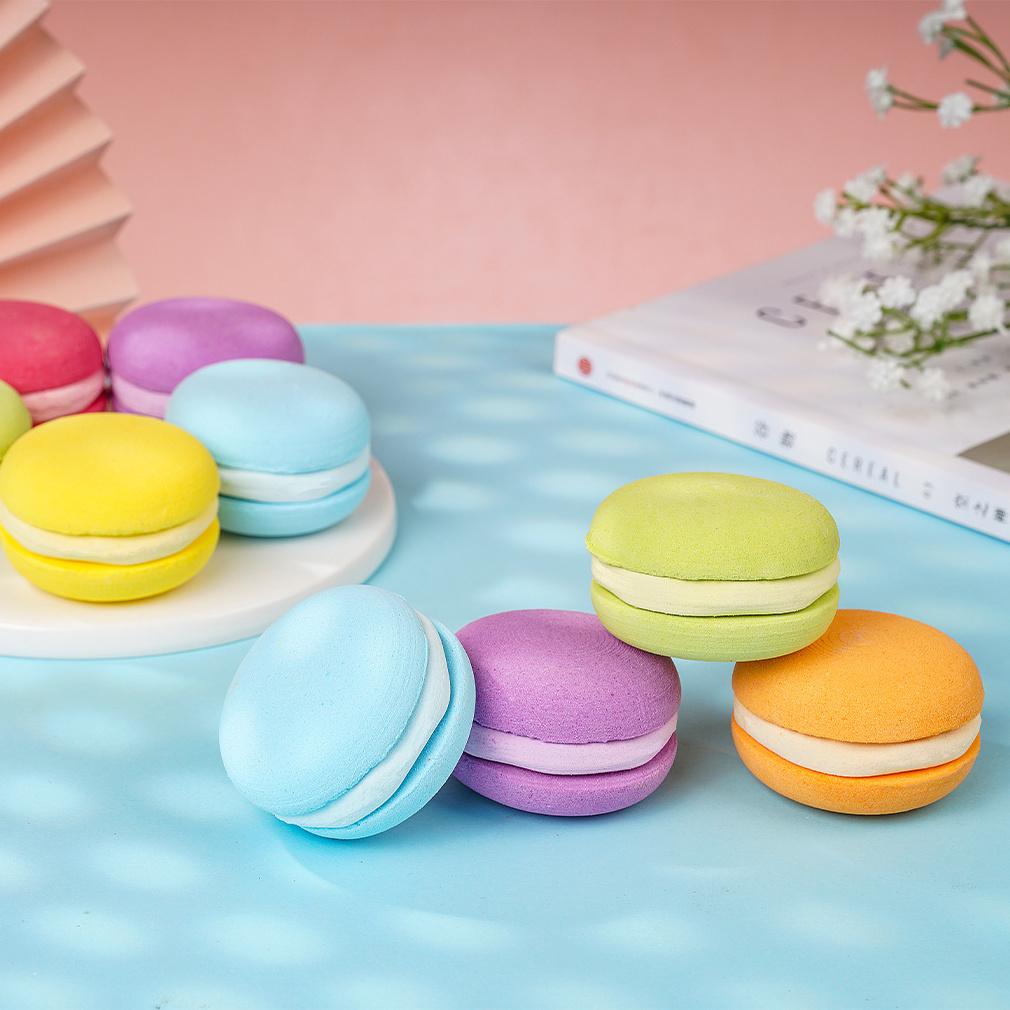 Factory OEM Customized Natural Ingredients Macaron Bubble Bath Bombs for Kid Gift 6 Pcs Bathbombs Wholesale