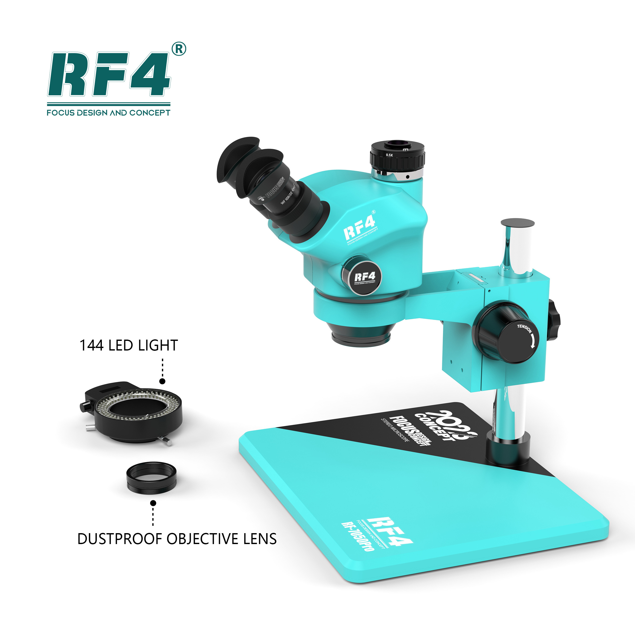 RF4 RF-7050PRO Newest Triocular Microscope 7-50X Magnification Zoom Knob 6 Gears Accurately Lock Stereomicroscopes