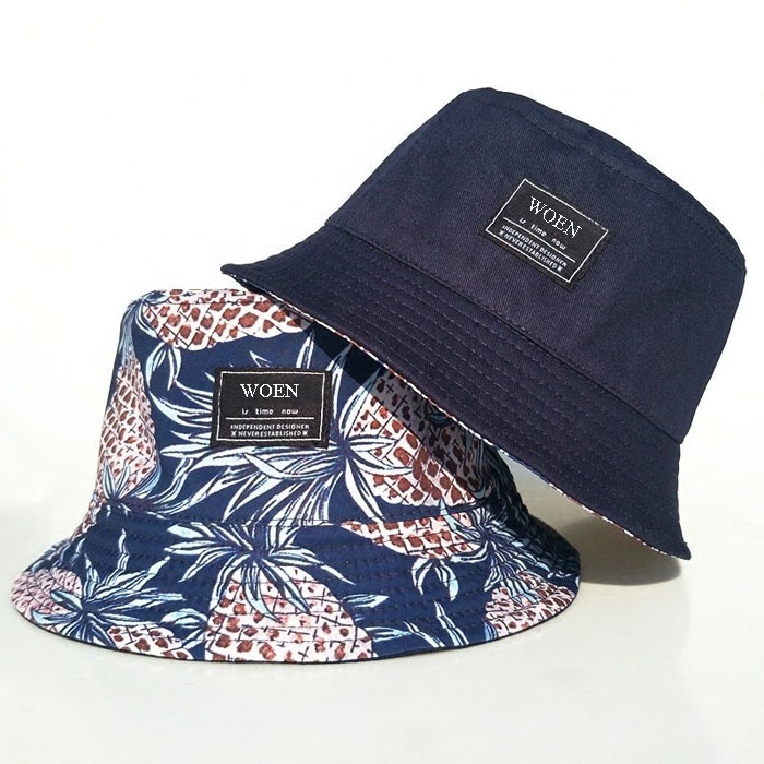 Custom summer cool polyester and cotton full digital printed floral Korea  men and  women bucket cap and hat