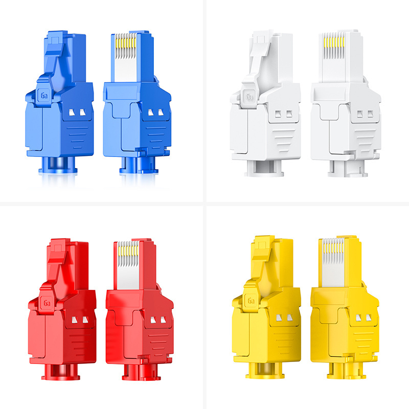 wholesale new cat5 cat6 cat6a connector end pass rj45 8p8c unshielded tooless modular plug