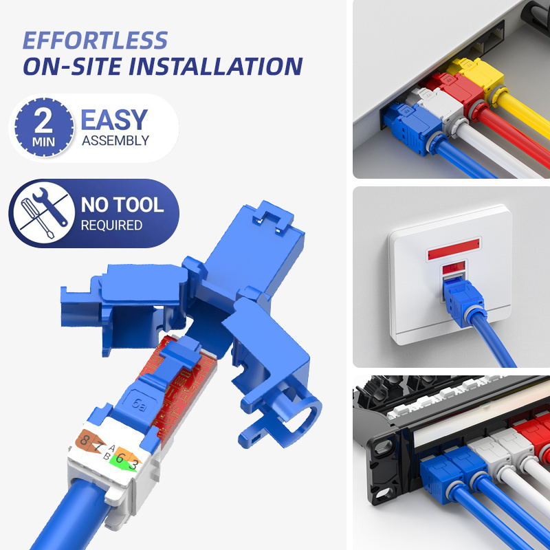 wholesale new cat5 cat6 cat6a connector end pass rj45 8p8c unshielded tooless modular plug