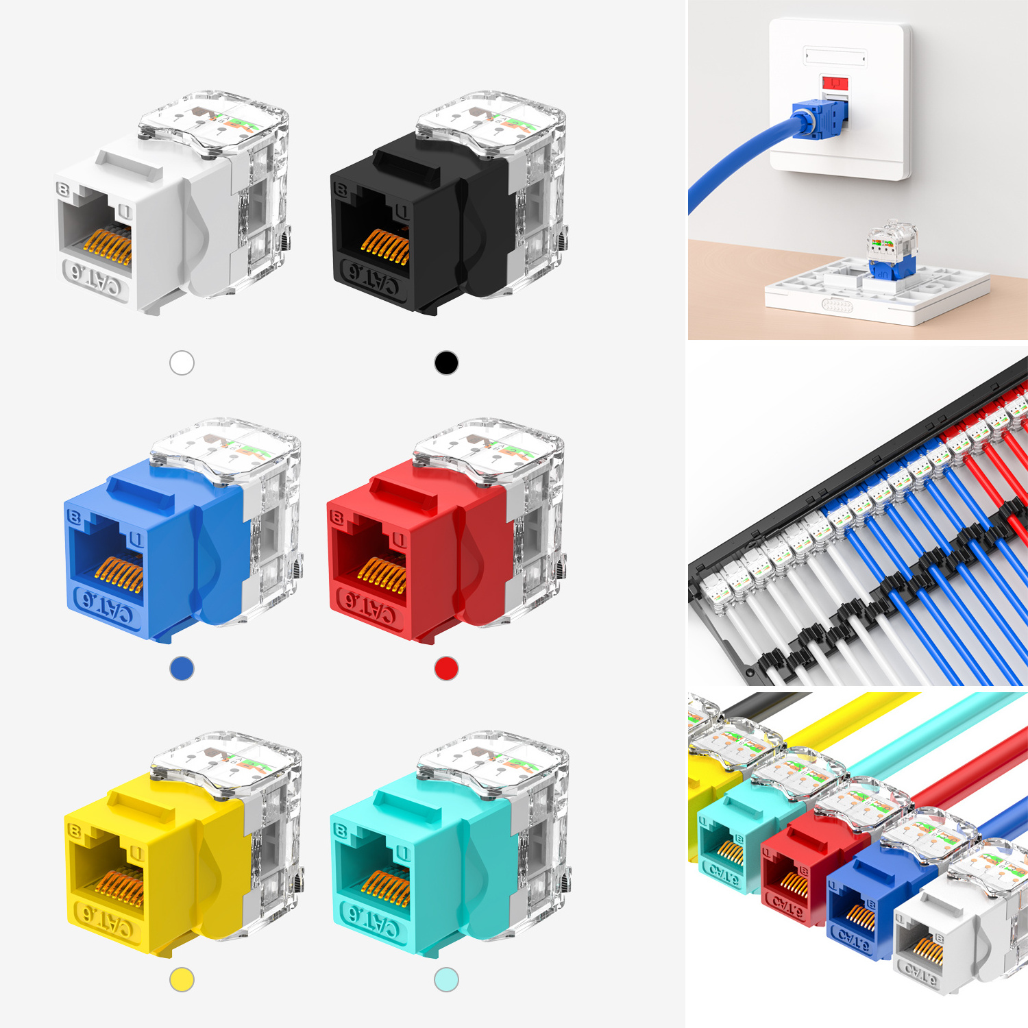 high quality rj11 utp rj45 utp cat 5e rj45 zinc alloy cat6a cat6 unshielded keystone jack cover 180 degree