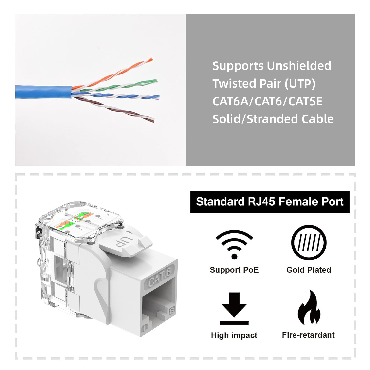 high quality rj11 utp rj45 utp cat 5e rj45 zinc alloy cat6a cat6 unshielded keystone jack cover 180 degree