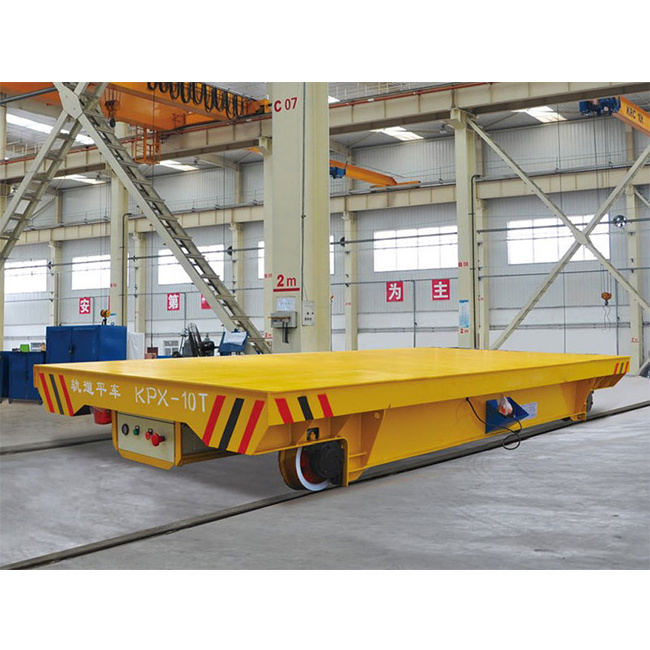 Battery Powered Flatbed Industrial Material Handling Electric Rail Transfer Cart