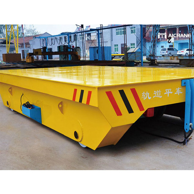 Battery Powered Flatbed Industrial Material Handling Electric Rail Transfer Cart