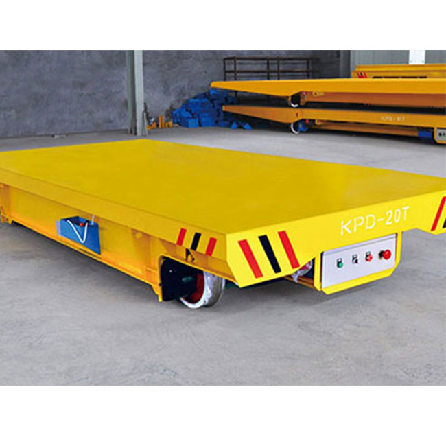 Battery Powered Flatbed Industrial Material Handling Electric Rail Transfer Cart