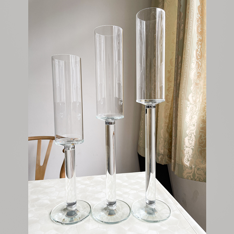 Wholesale decorative clear crystal glass candle holder