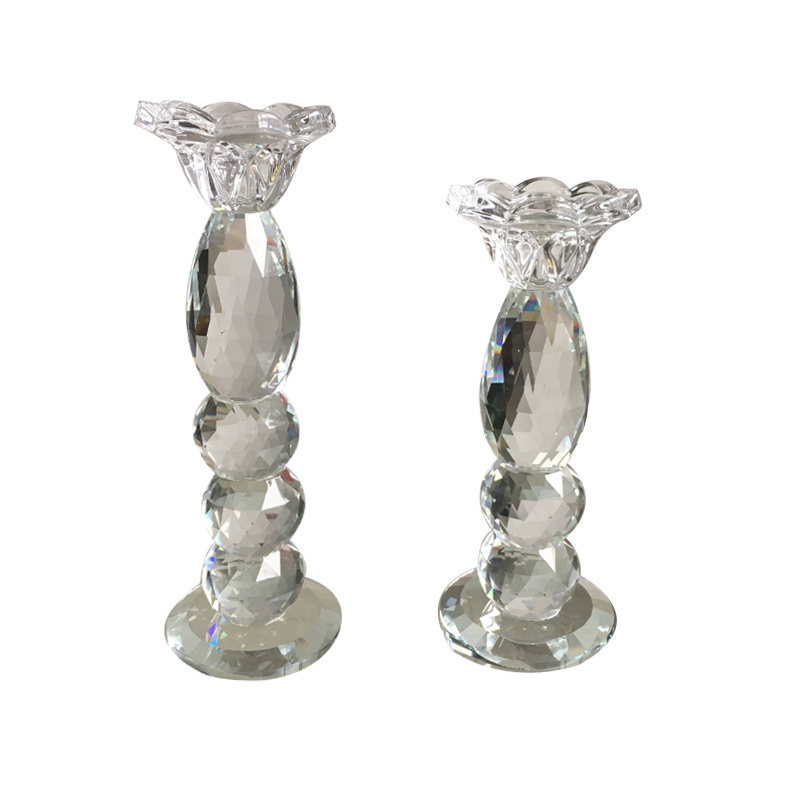 Wholesale decorative clear crystal glass candle holder