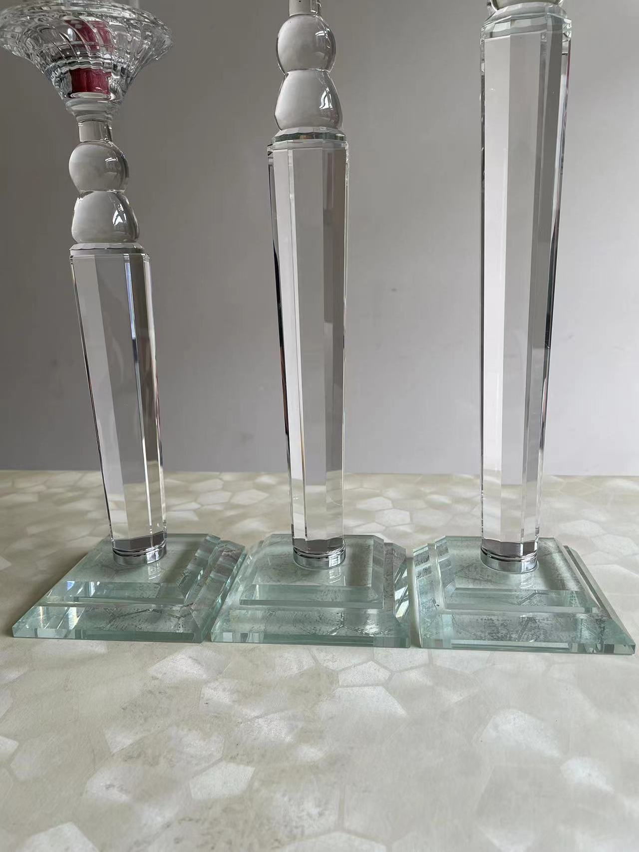 Luxury Wedding Decoration Glass Tube Crystal Candle Holders For Event Table Centerpiece