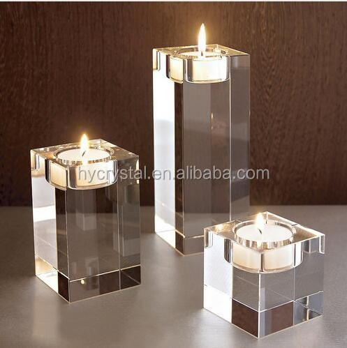 Wholesale decorative clear crystal glass candle holder