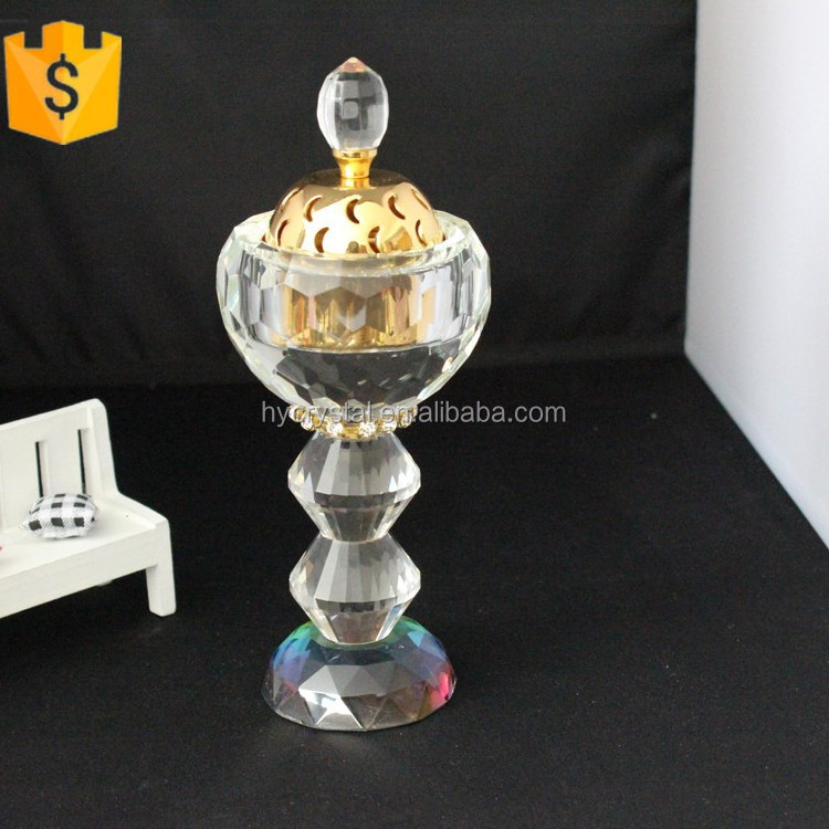 New design crysal glass arabian incense burner for oil