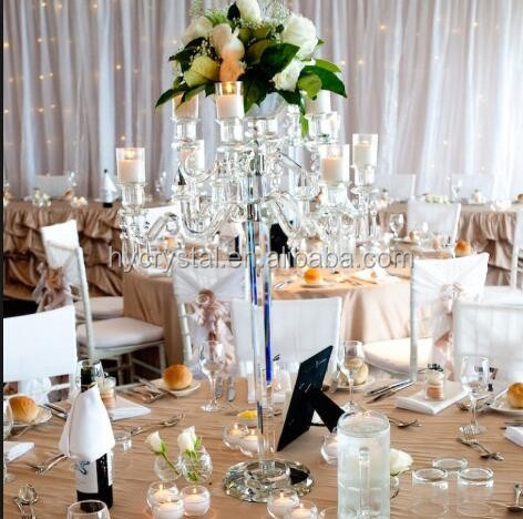 Crystal 5 arms  candelabra for wedding decoration