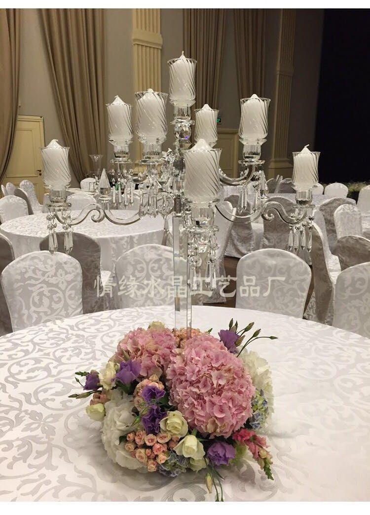 Crystal 5 arms  candelabra for wedding decoration