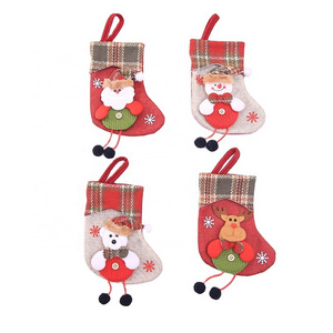 Christmas Tree Hanging Party Tree Xmas Decor Santa Stocking Sock Gift Candy Bags Lovely Gift Bag for Children Fireplace Tree