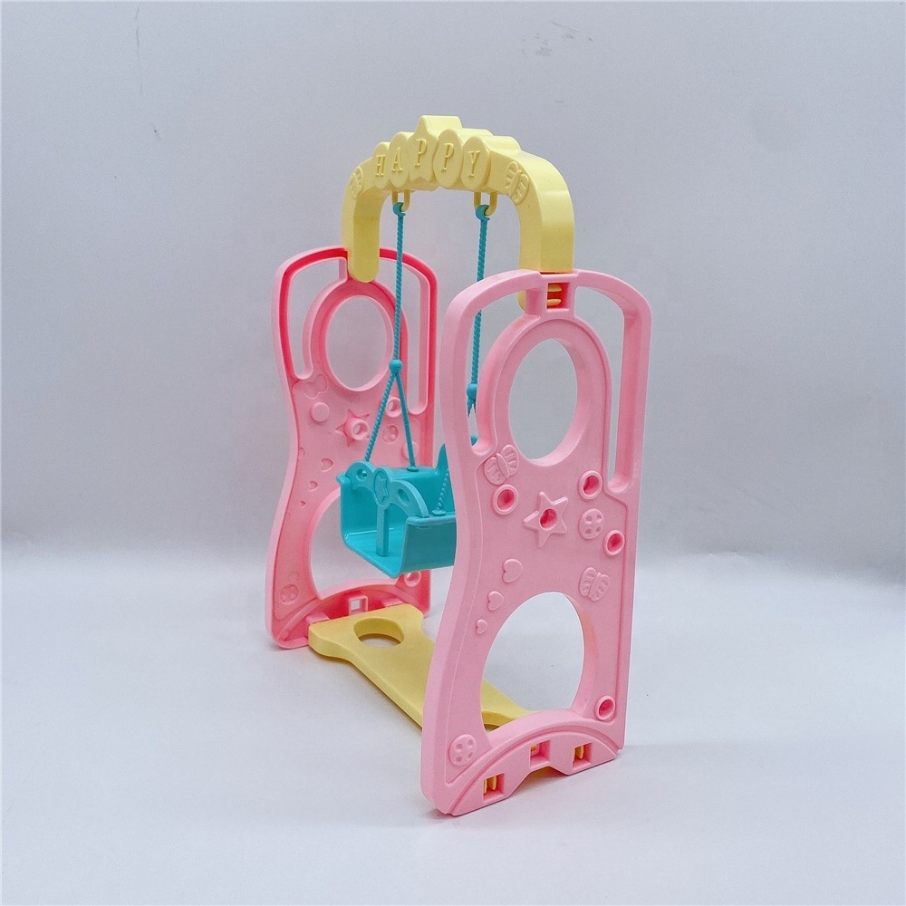 Simulation Korean macaron slide + swing doll children play every family girl toy accessories gift