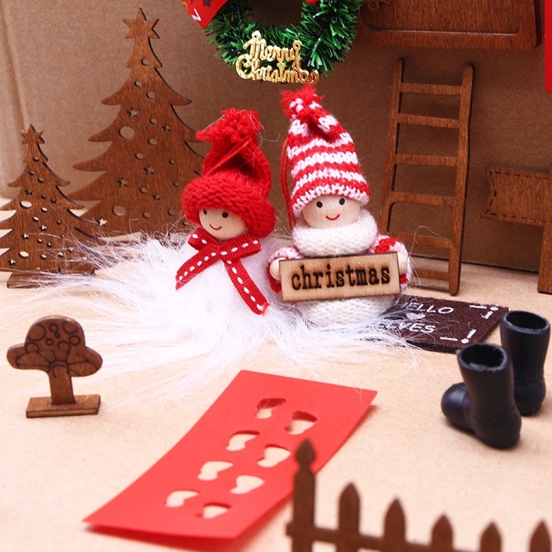 Miniature Fairy Elf Door Dollhouse Miniature Christmas Fairy Elf Door Snowman Broom Shoes Deer Model Garden House Decor Toy