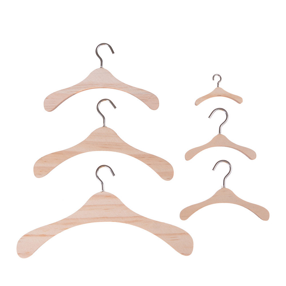 4/6/7.5/10/12/15cm Wooden Dress Clothes Hangers For Doll Doll Dollhouse Accessories Pretend Play Kids Girls' Gift