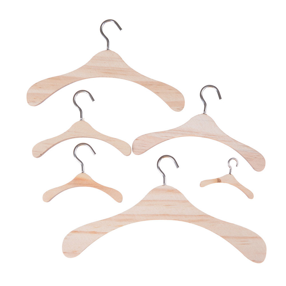 4/6/7.5/10/12/15cm Wooden Dress Clothes Hangers For Doll Doll Dollhouse Accessories Pretend Play Kids Girls' Gift