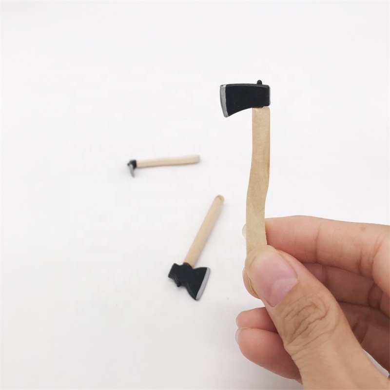 3Pcs 1/12 Dollhouse Miniature Accessories Mini Axe Hoe Simulation Miniature Farm Tools Ax Model Toy for Doll House Decoration