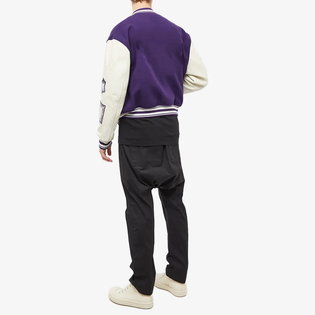 OEM Manufacturer Leather Sleeve Wool Purple Cropped Varsity Jackets