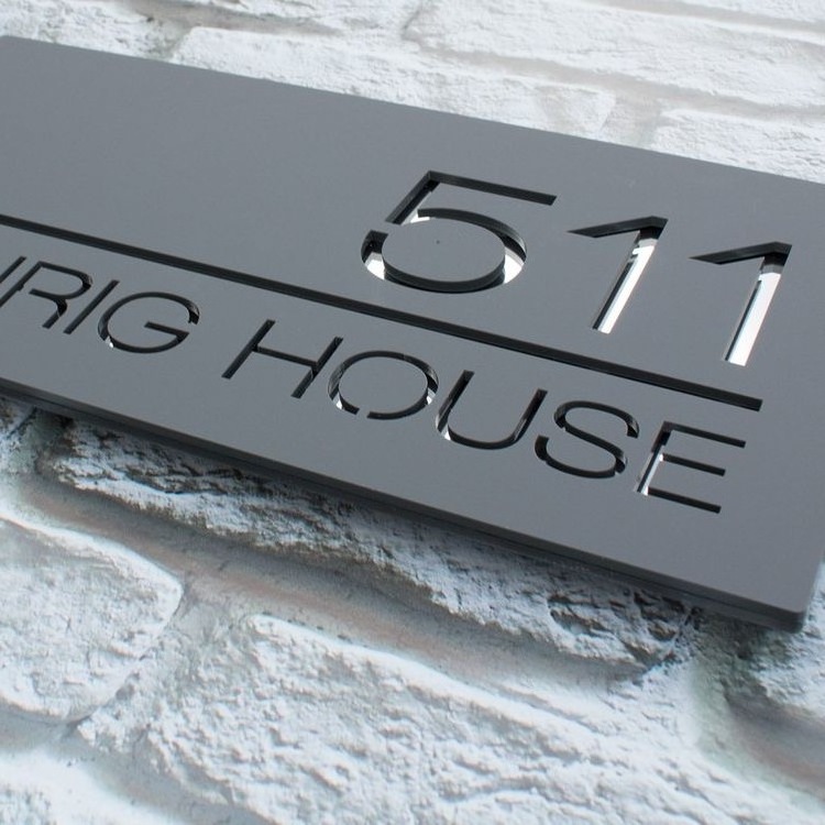 Custom House Number  Outdoor Acrylic Nameplates with Stainless Steel Logo  Address Flat Plaque for Home Door Label Metal Crafts