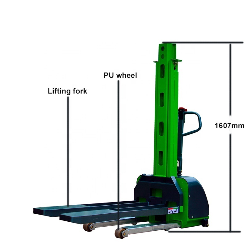 Fully electric 700kg 1000kgs portable self loading forklift stacke800-1600mm lifting height for vans truck loading and unloading