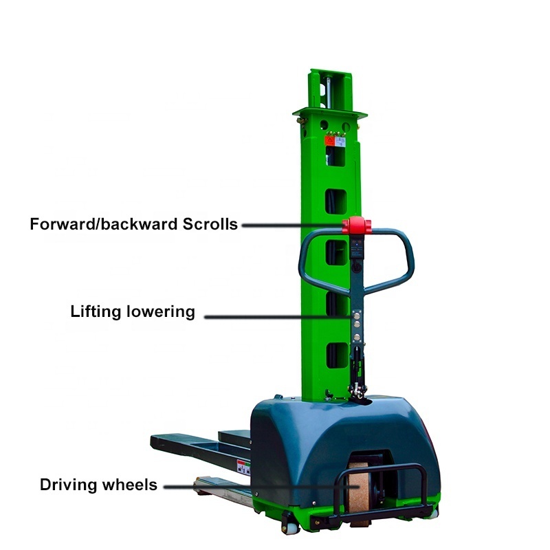 Portable Vans Mini Full Electric Self Loading Stacker 500kg Self Lifting Hand Trans Pallet Truck Warehouse Price