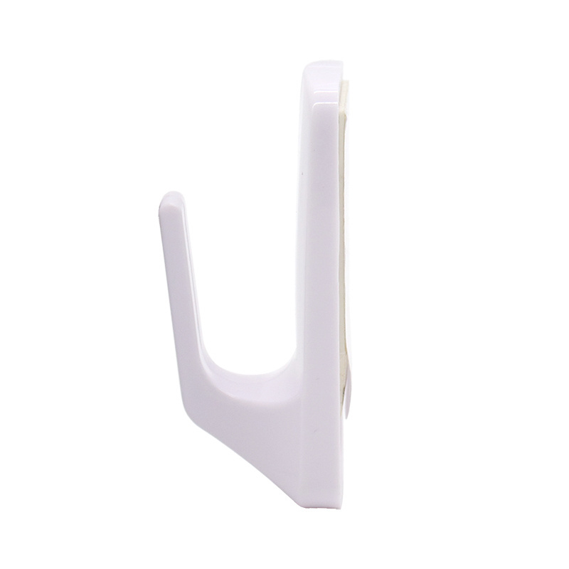 White Coat Hanger Single Hook Plastic Heavy Duty Bathroom Kitchen Self-Adhesive Hooks For Wall