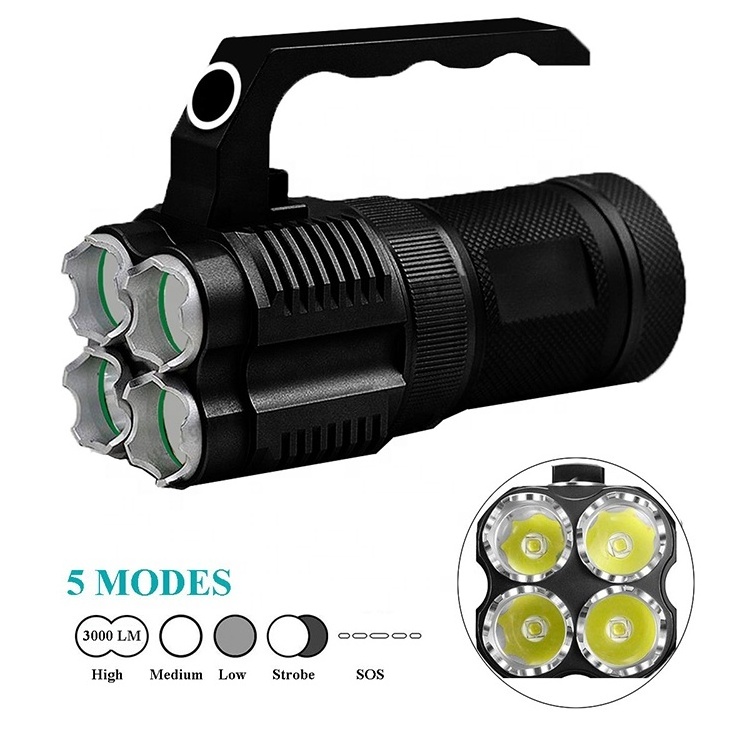 High quality portable handheld 4pcs T6 led 1000m powerful searchlight rescue boat search light Tactical hunting spotlight