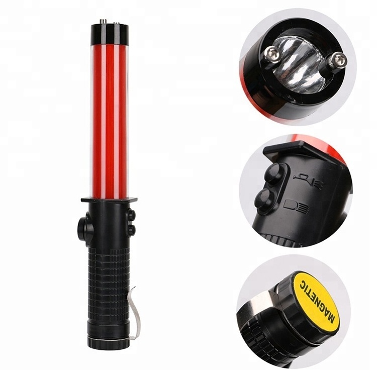 Plastic led wand warning torch light led traffic baton with 3AA battery