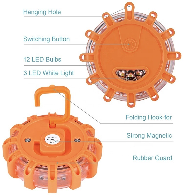 3 6 12 Pack LED Road Flares Emergency Safety Flashing Light Strobe Signal Warning Beacon LED Traffic Light