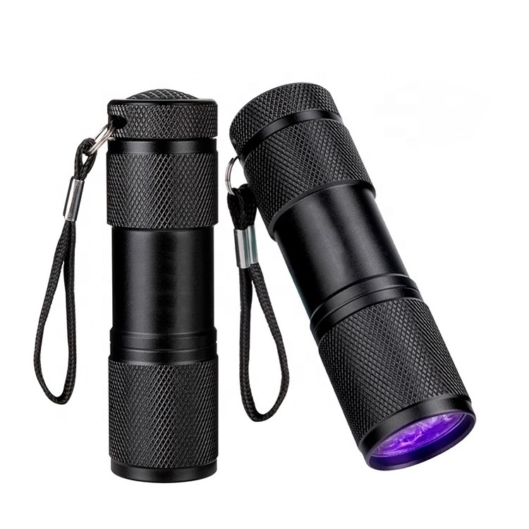 Wholesale mini 395nm blacklight Purple Ultraviolet UV flashlight 9 led flashlight led torch light