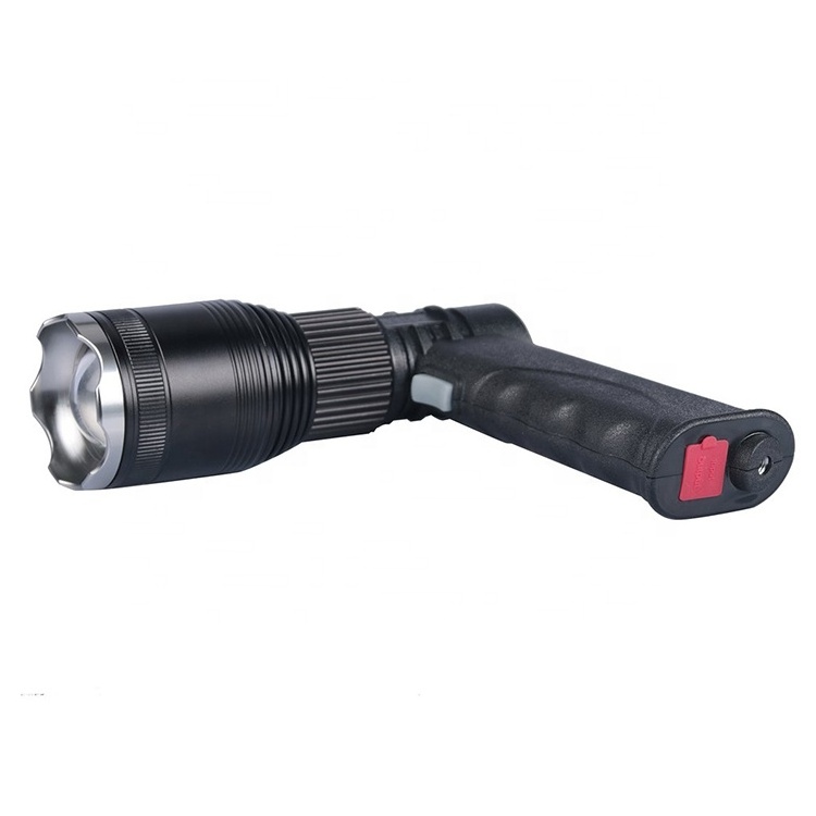 Zoomable focus led torch flashlight rechargeable searchlight security search light for hunting fishing with triangle stand