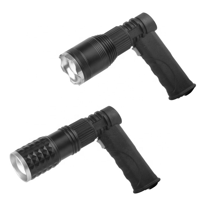 Zoomable focus led torch flashlight rechargeable searchlight security search light for hunting fishing with triangle stand