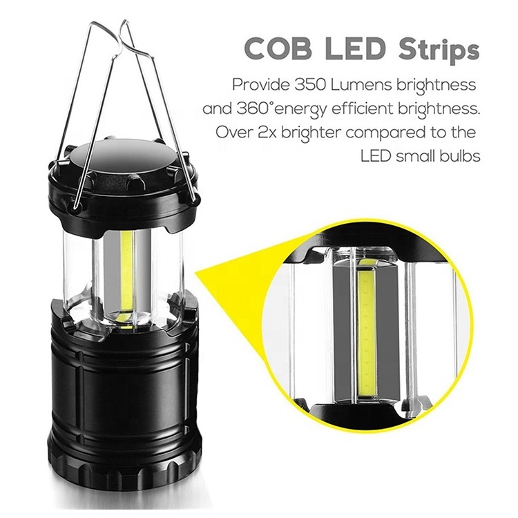 Cheap outdoor portable foldable Collapsible Pop Up led camping light camping lamp COB camping lantern with hook for fishing