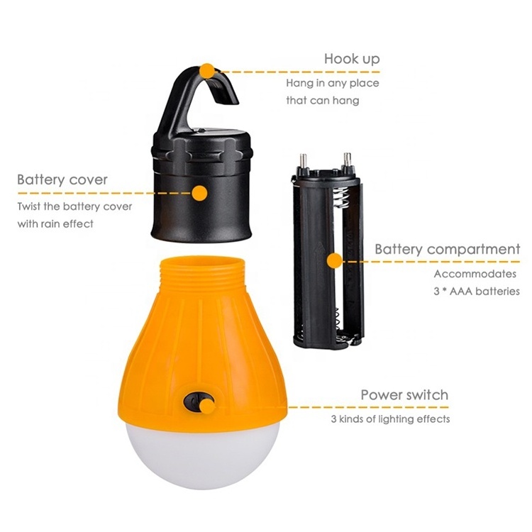 Wholesale Outdoor festival mini portable led camping light bulb camping lamp light led lantern with hook for hiking emergency