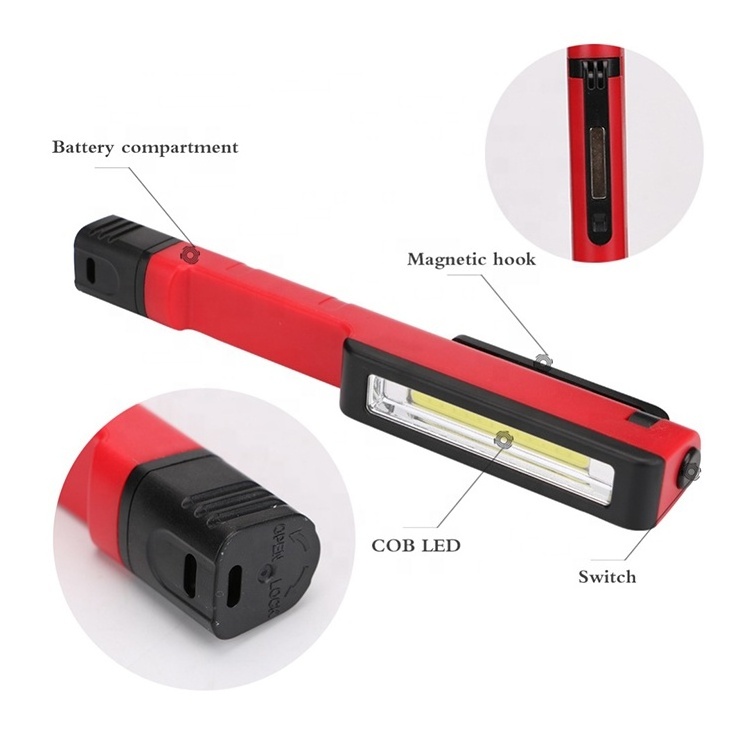 Plastic 6 LED pen torch light inspection light COB pen flashlight with magnet clip