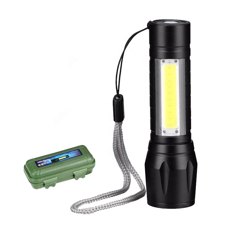 Wholesale Zoomable Mini COB rechargeable flashlight led torch flashlight torch light with pocket clip